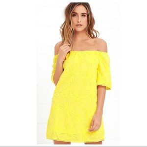 BB Dakota Marine Yellow Off the Shoulder Dress